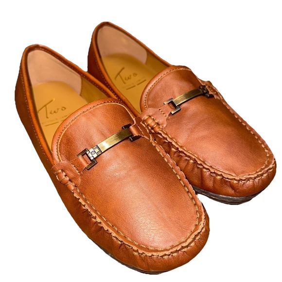 Vince Camuto Other - Two By Vince Camuto Daeva Brown Leather Horsebit Driver Loafers Slip On Boy's 3